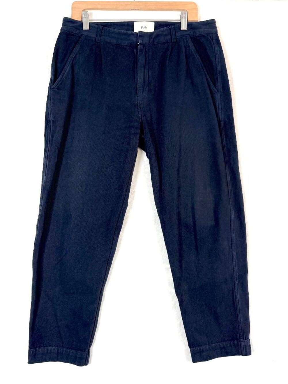 FOLK CLOTHING Cotton Twill Minimalist Tapered Straight Trousers Pants Mens 3 32